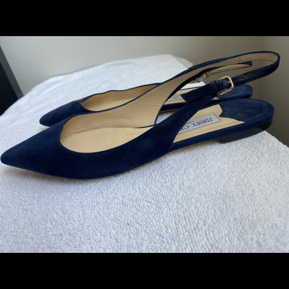 Beautiful Navy Jimmy Choo Flat Slingback